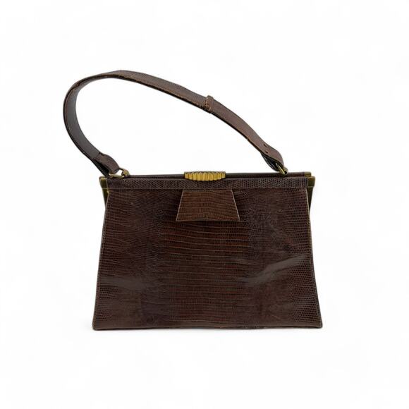 Vintage 1950s Lesco Genuine Alligator Leather Handbag - Picture 1 of 16